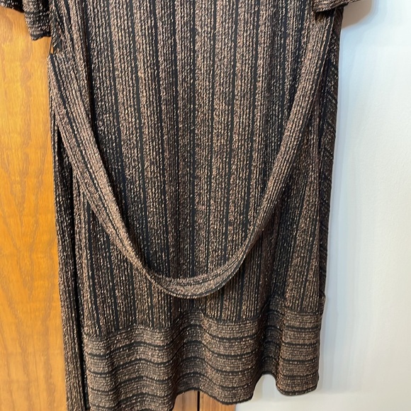 LANE BRYANT UEC Womens Size 14/16 Metallic Belted Fit & Flare Dress Black Copper - Picture 13 of 13